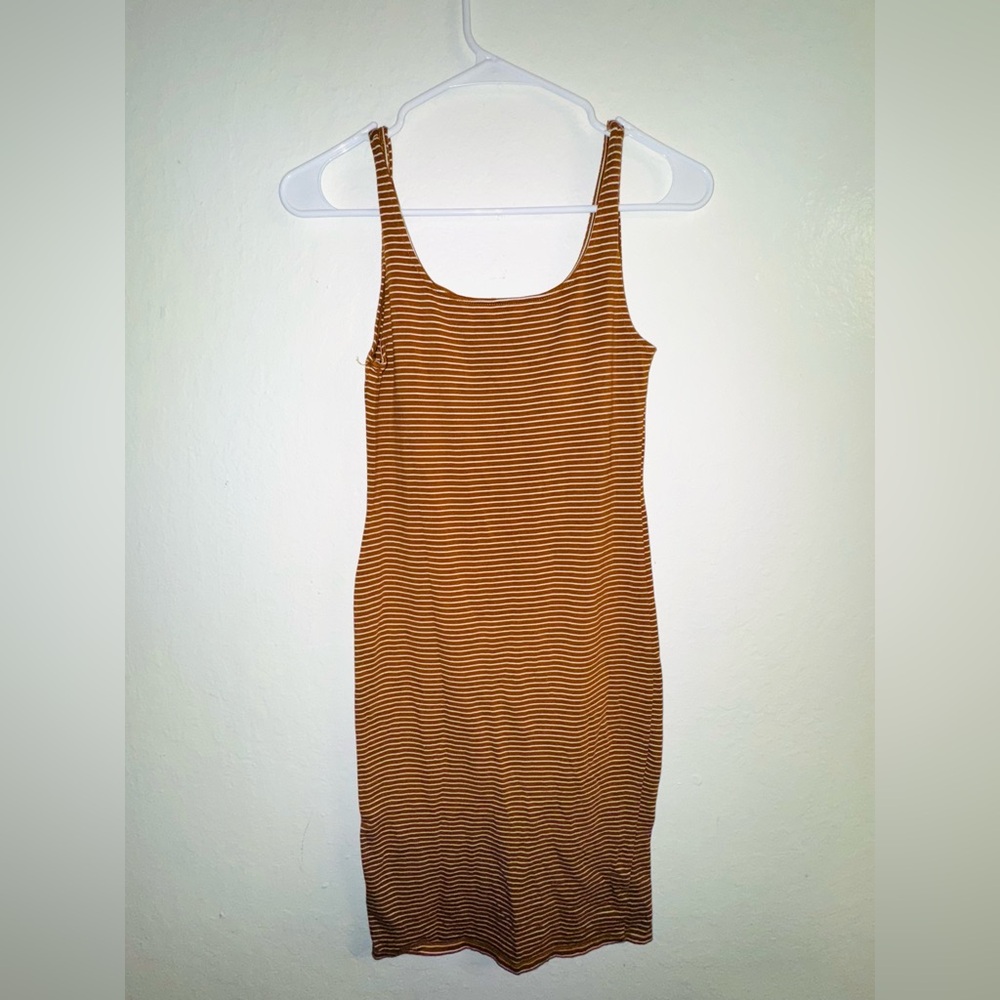 Striped Brown Sleeveless Dress